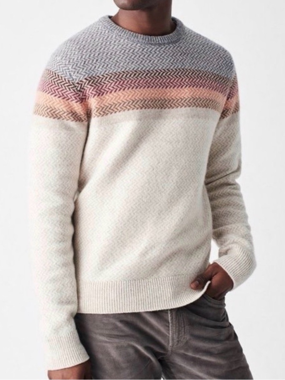 Faherty Men’s Donegal Wool Crew Pullover Sweater Ombré Sunset Soft S Handsome